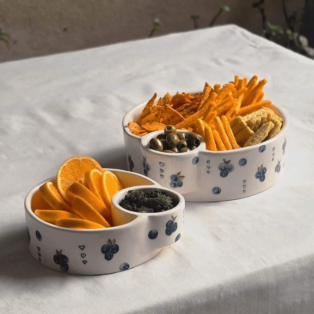 Chip and dip plates and Chicago Girls Who Walk at The Pottery Loop