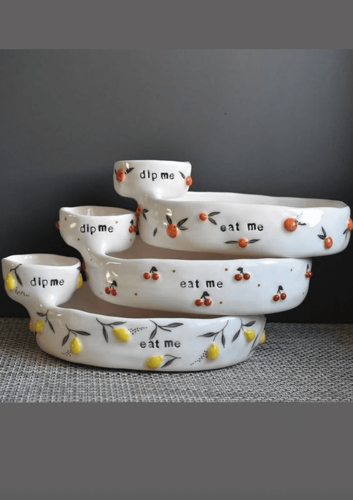 Chip and dip plates and Chicago Girls Who Walk at The Pottery Loop