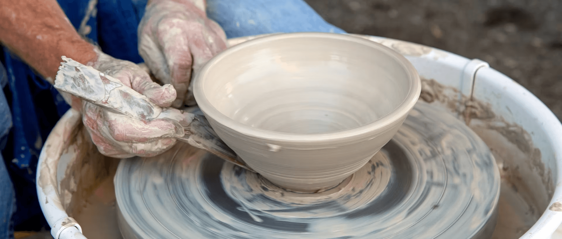 Pottery wheel and ceramics workshop